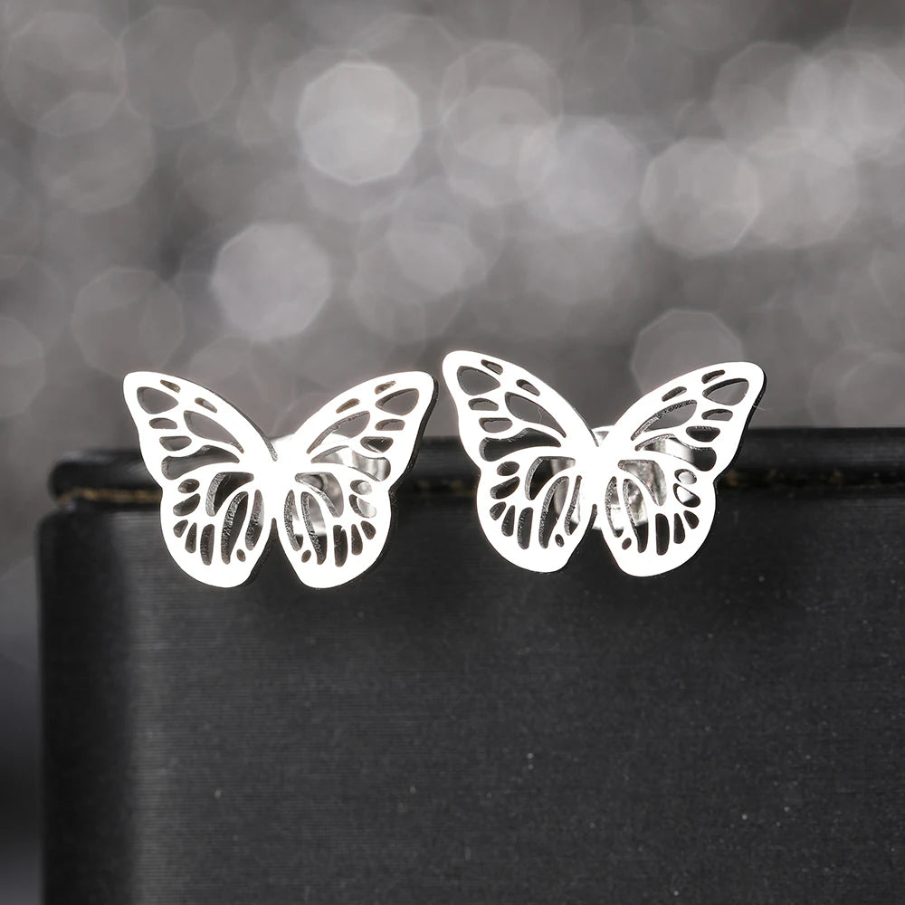 Stainless Steel Cute Bow Mouse Stud Earrings