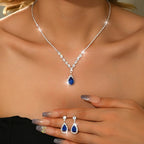 Elegant Rhinestone Necklace & Earrings Set