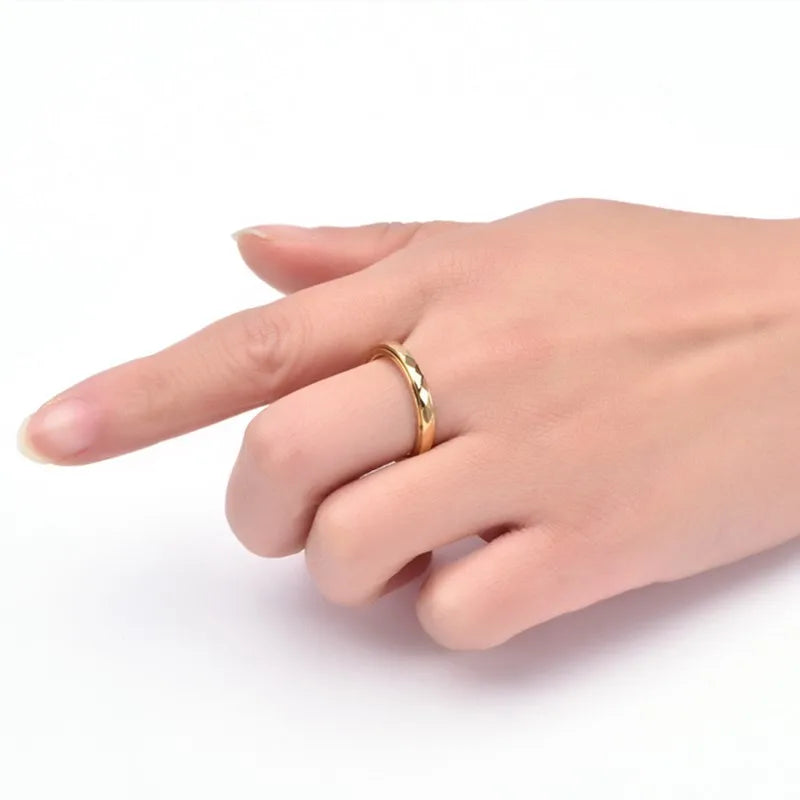 3mm Thin Faceted Stainless Steel Spinner Ring for Women
