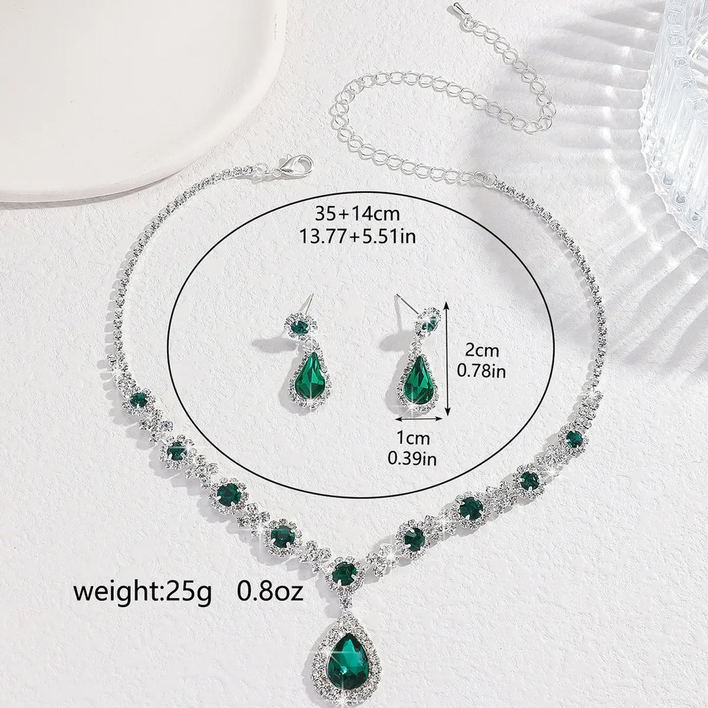 Classic Teardrop Crystal Necklace & Earrings Set