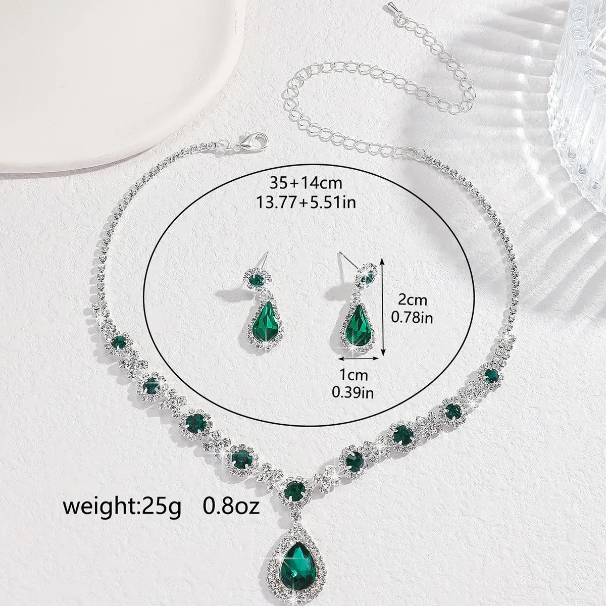 Classic Teardrop Crystal Necklace & Earrings Set
