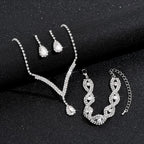 3-Piece Black Teardrop Rhinestone Bridal Jewelry Set