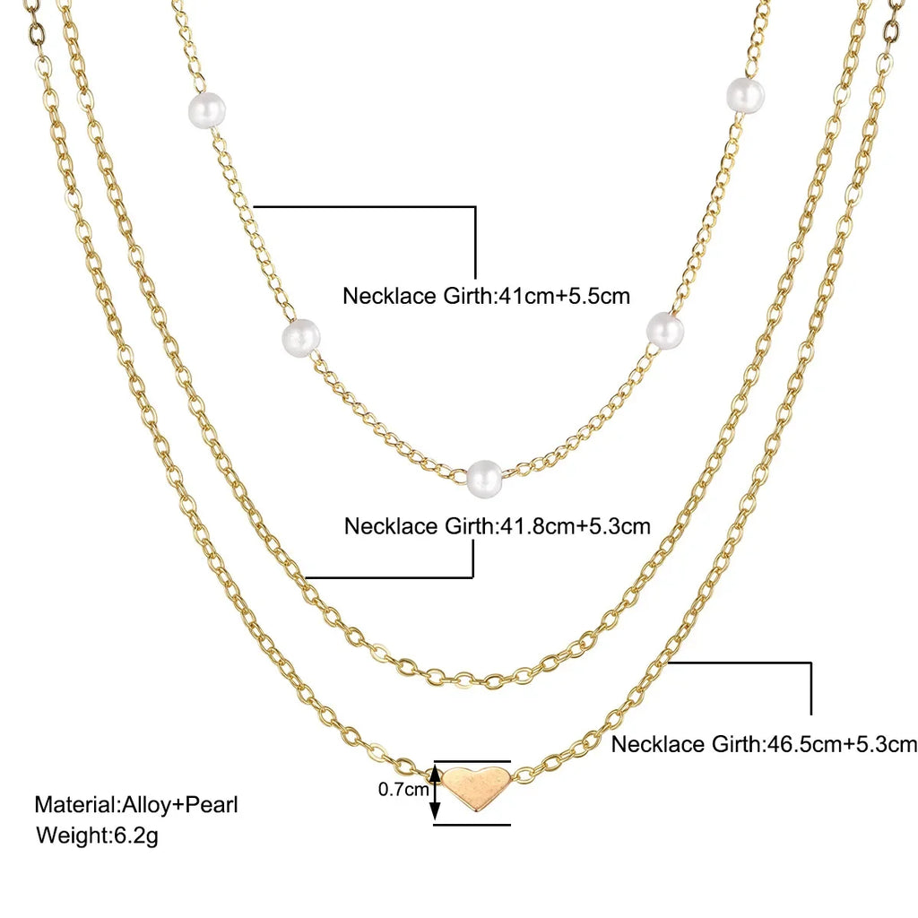 Layered Gold-Tone Pearl & Heart Pendant Necklace