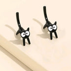 Cute Black Cat Stud Earrings for Women