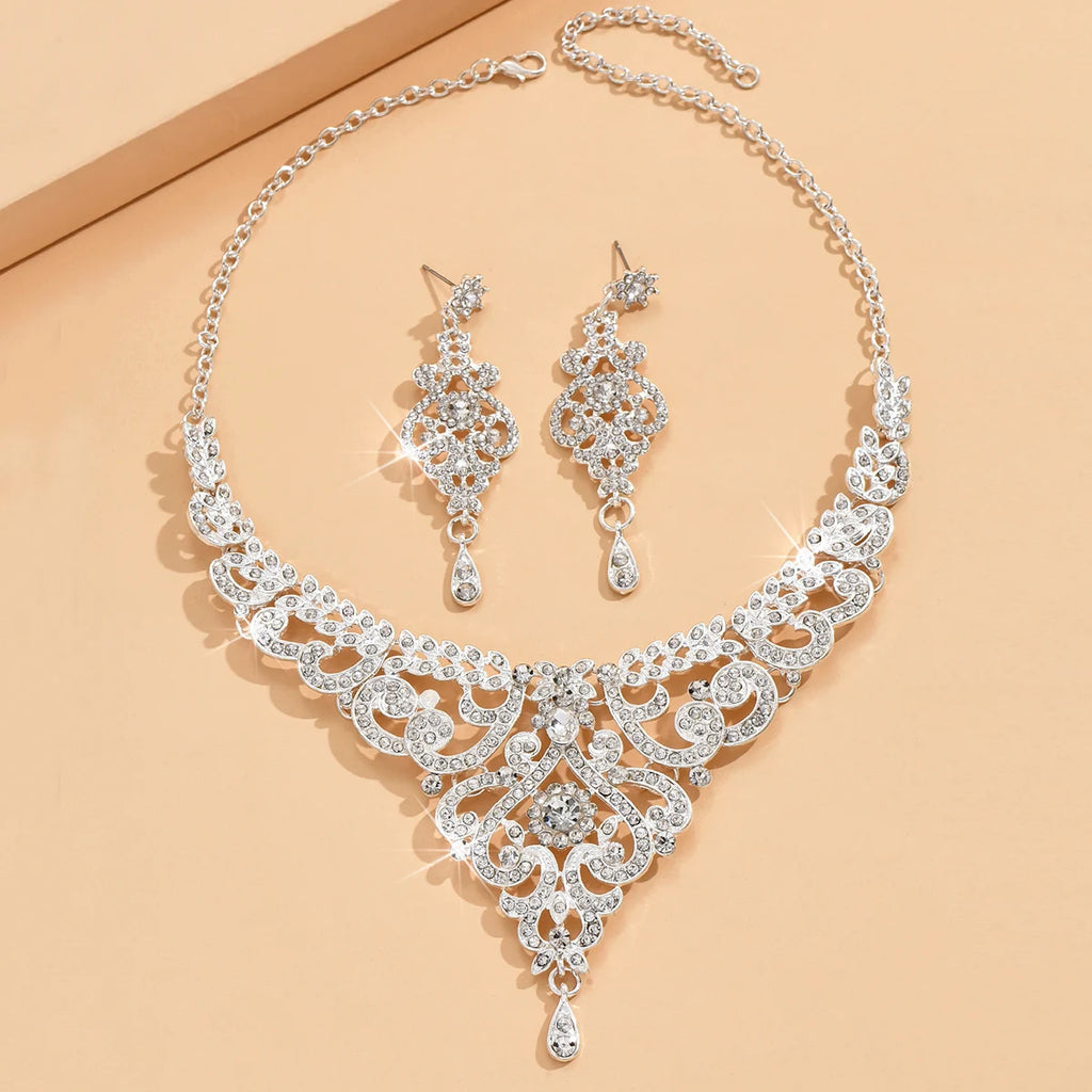 Luxury Palace Style Rhinestone Bridal Jewelry Set