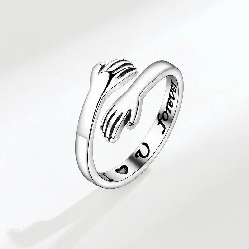 Adjustable Hugging Hands Romantic Promise Ring
