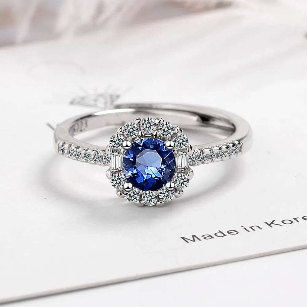 Elegant 925 Sterling Silver Zircon Engagement Ring