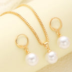 Elegant Pearl Pendant Necklace & Earring Jewelry Set