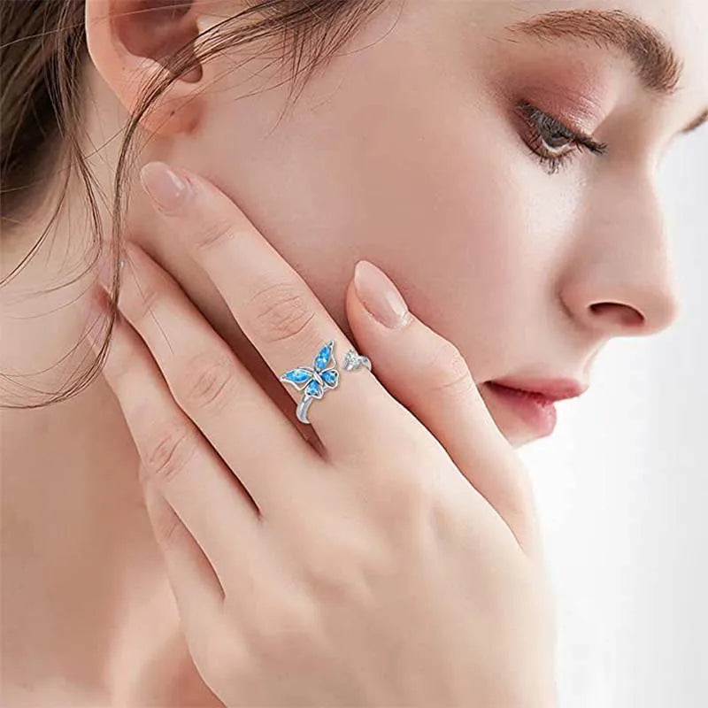 Adjustable Crystal Fidget Spinner Anxiety Ring