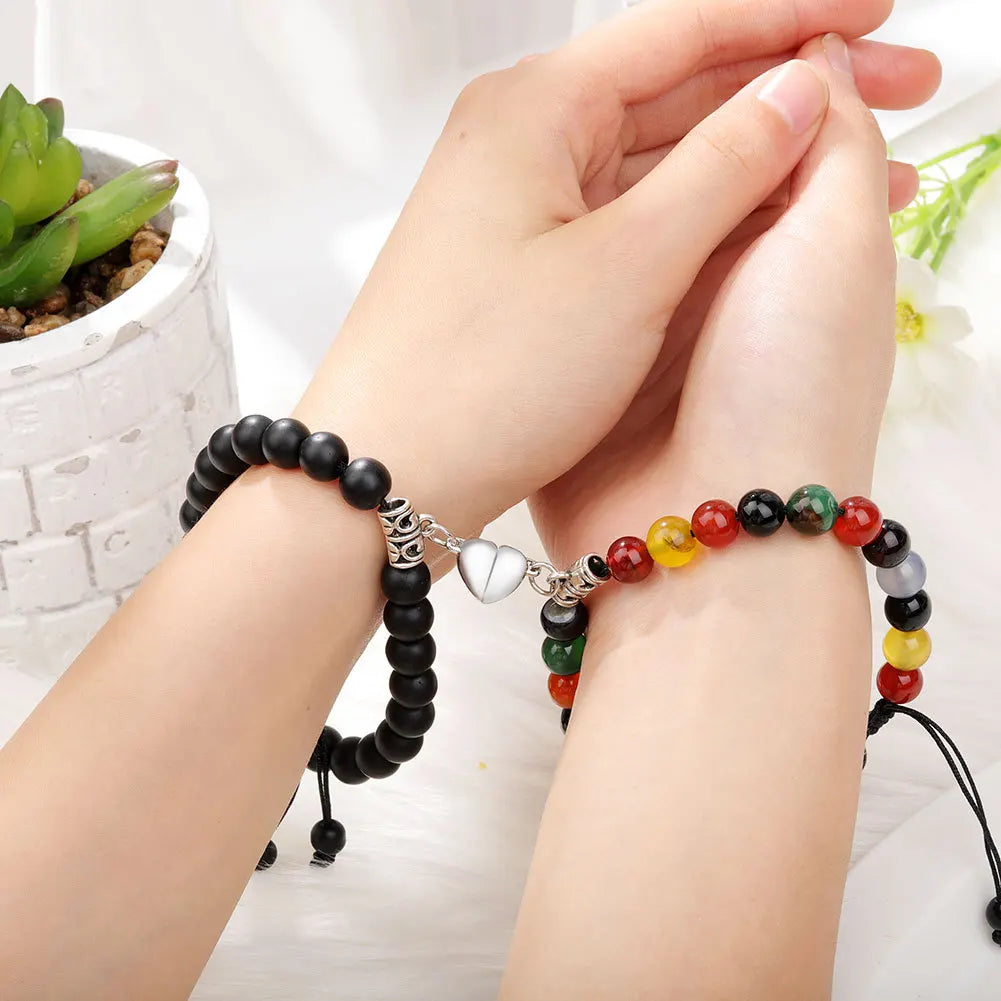 Magnetic Heart Matching Natural Stone Couple Bracelets
