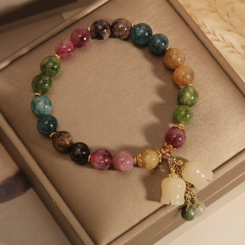 Lily of the Valley Flower Natural Stone Beaded Bracelet