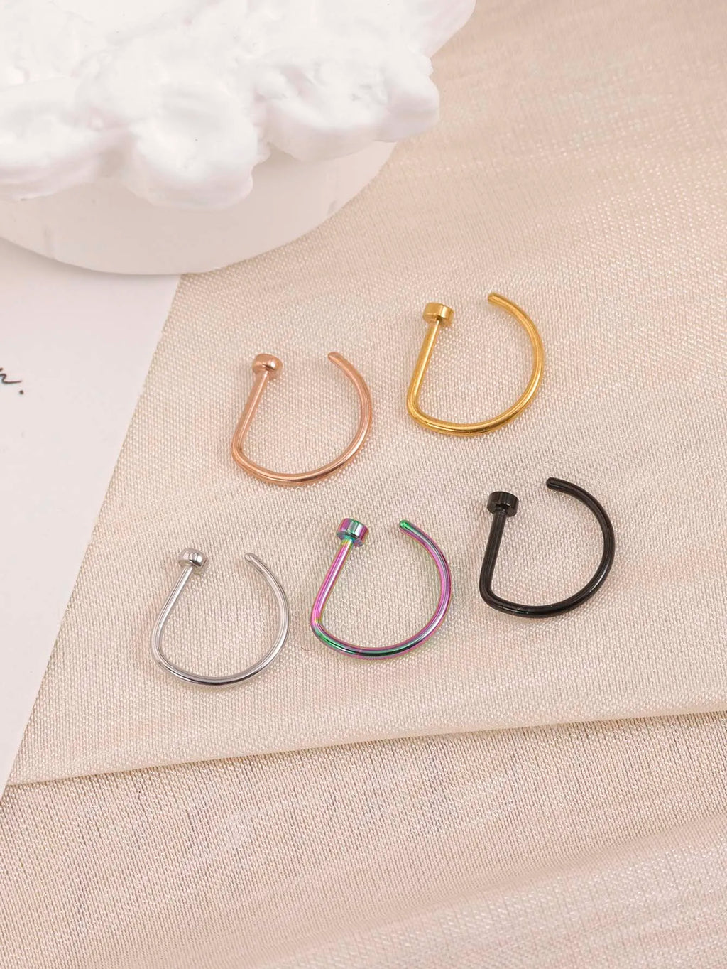 Faux D-Shape Nose Ring Hoop | 316L Stainless Steel Fake Piercing