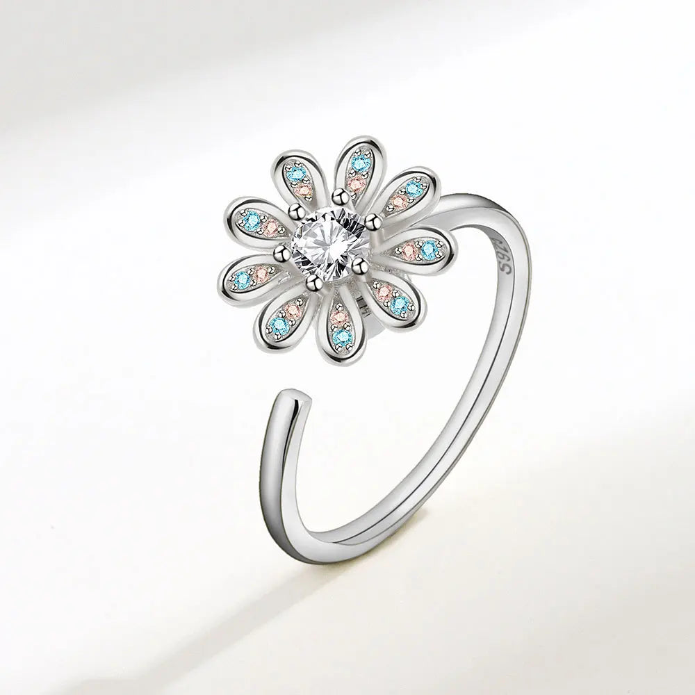Adjustable Crystal Fidget Spinner Anxiety Ring
