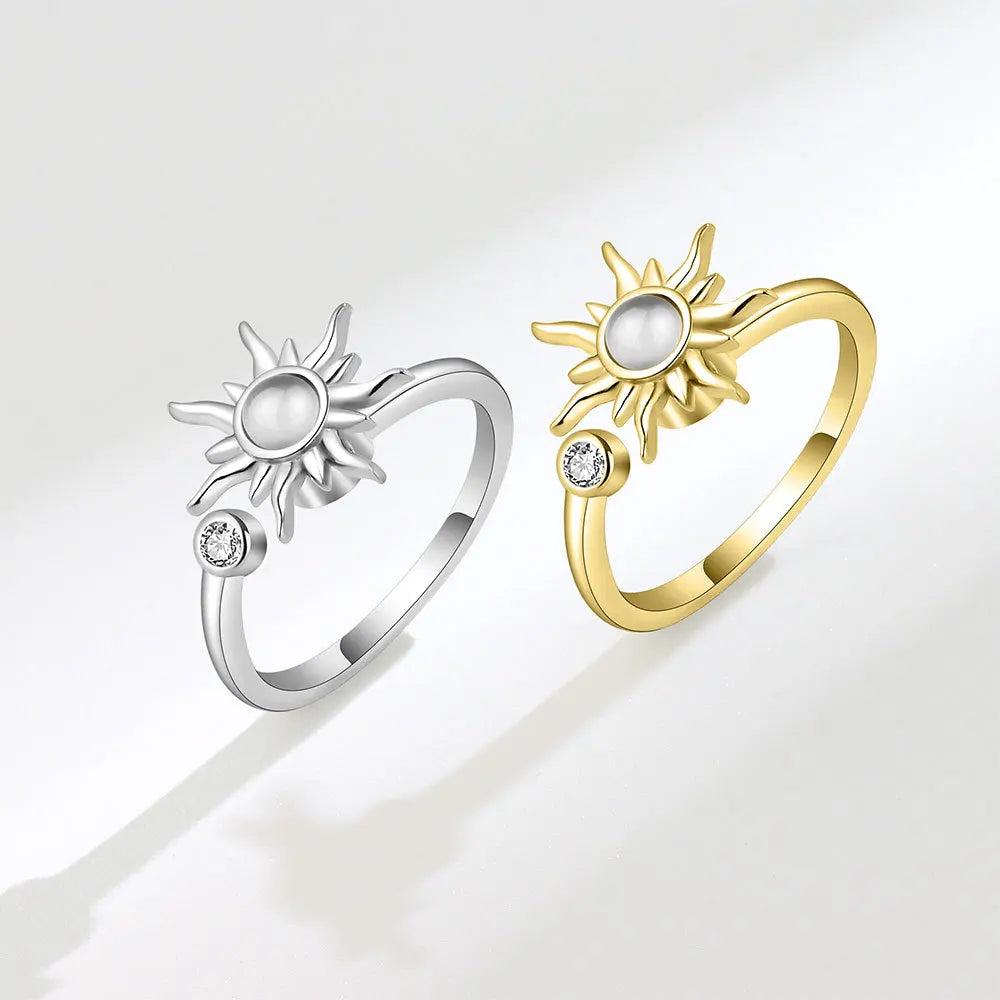Adjustable Crystal Fidget Spinner Anxiety Ring