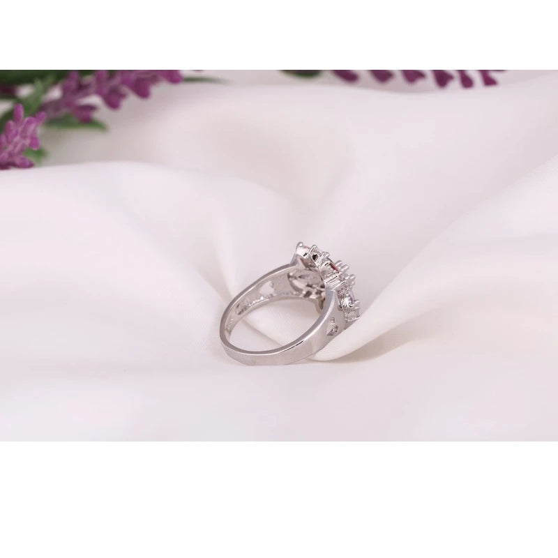 925 Sterling Silver Colorful Cubic Zirconia Flower Ring