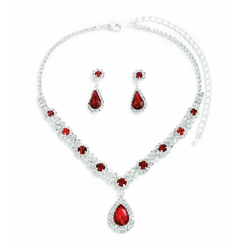 Elegant Crystal Teardrop Necklace & Earrings Bridal Set