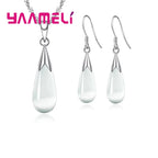 Sterling Silver Water Drop Opal Necklace & Earring Set