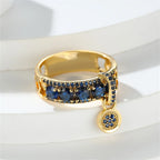 Vintage Royal Blue Statement Ring in Gold Tone
