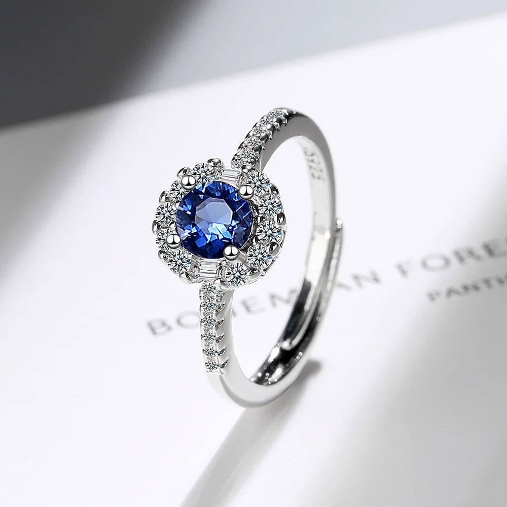 Elegant 925 Sterling Silver Zircon Engagement Ring