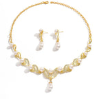 Elegant Vintage Pearl Necklace & Earrings Jewelry Set