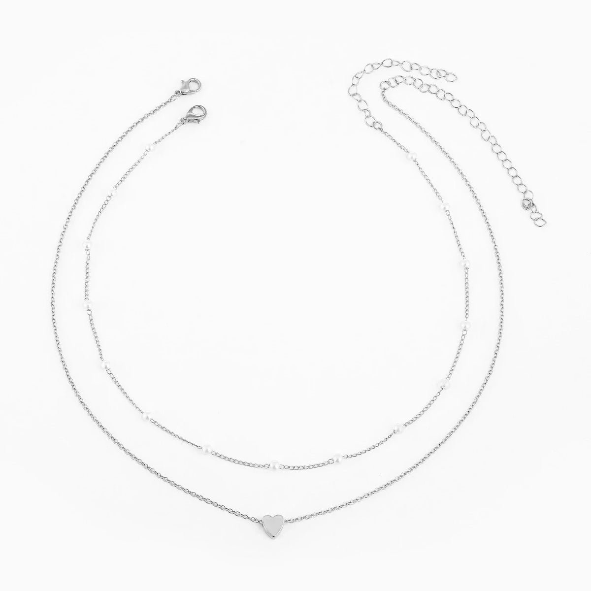 Layered Gold-Tone Pearl & Heart Pendant Necklace