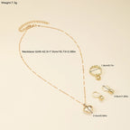Vintage Gold Heart Necklace, Ring & Hoop Earring Set