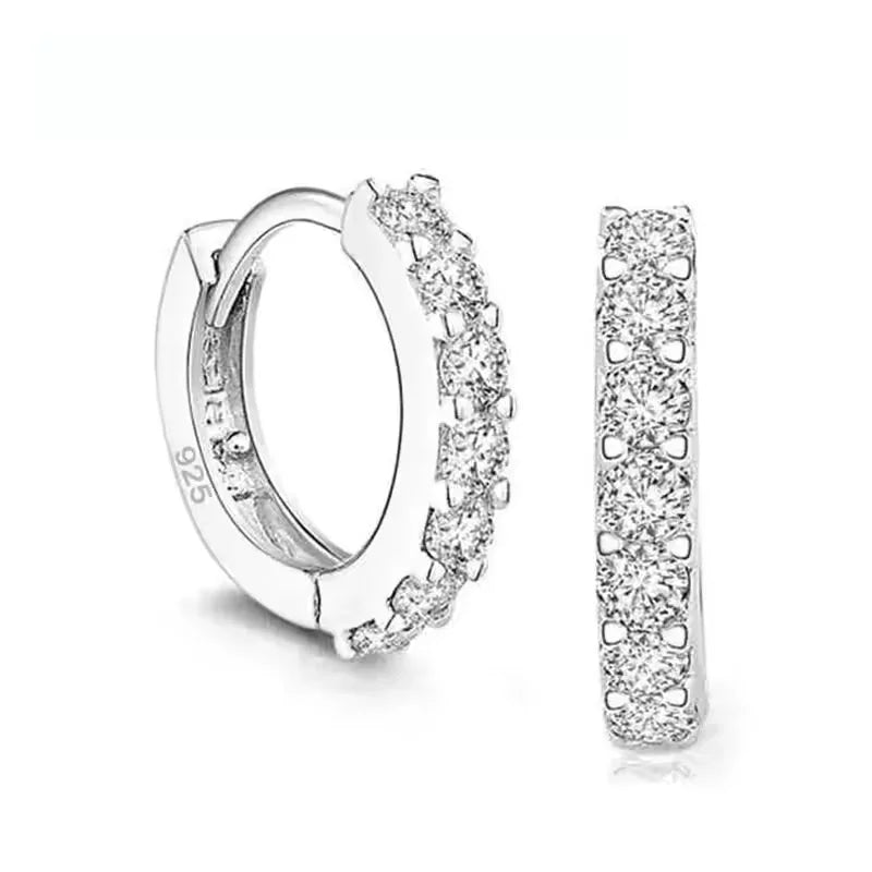 925 Sterling Silver Cubic Zirconia Hoop Earrings