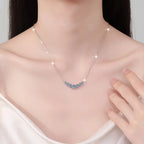 925 Sterling Silver Zircon Circle Pendant Necklace
