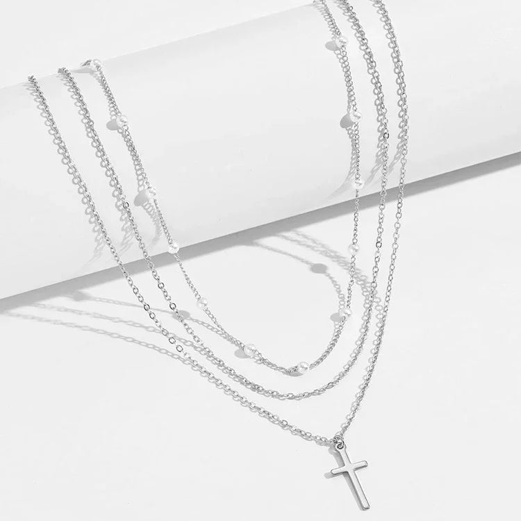 Layered Gold-Tone Pearl & Heart Pendant Necklace