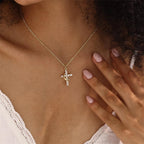 Sparkling Stainless Steel Rotatable Crown Cross Necklace