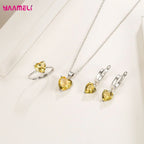 3-Piece Sterling Silver Heart Cubic Zirconia Jewelry Set