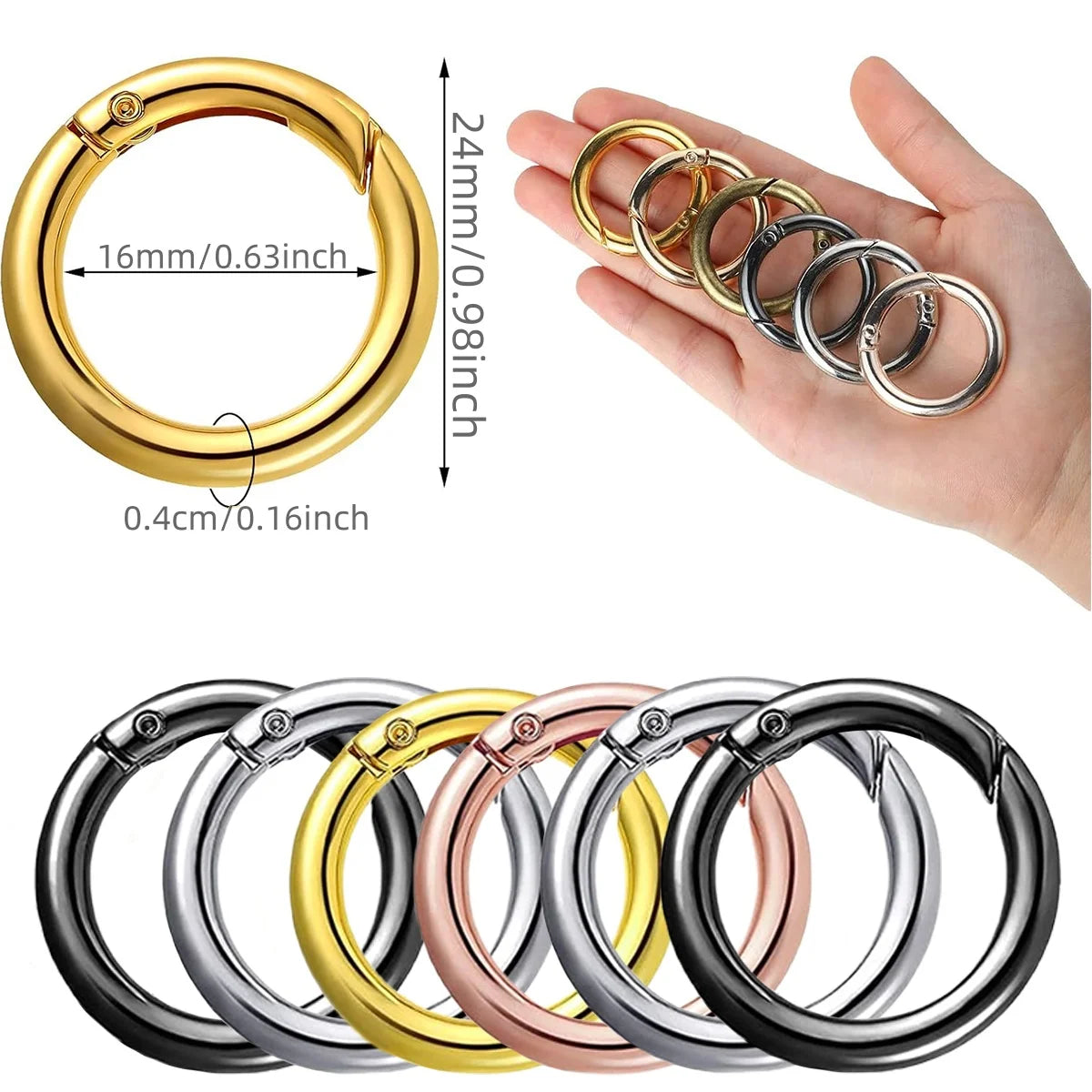 1-Inch Round Carabiner Spring O-Rings for Purses & Keys