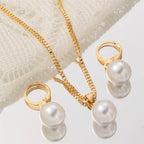 Elegant Vintage Gold Pearl Necklace & Earring Set