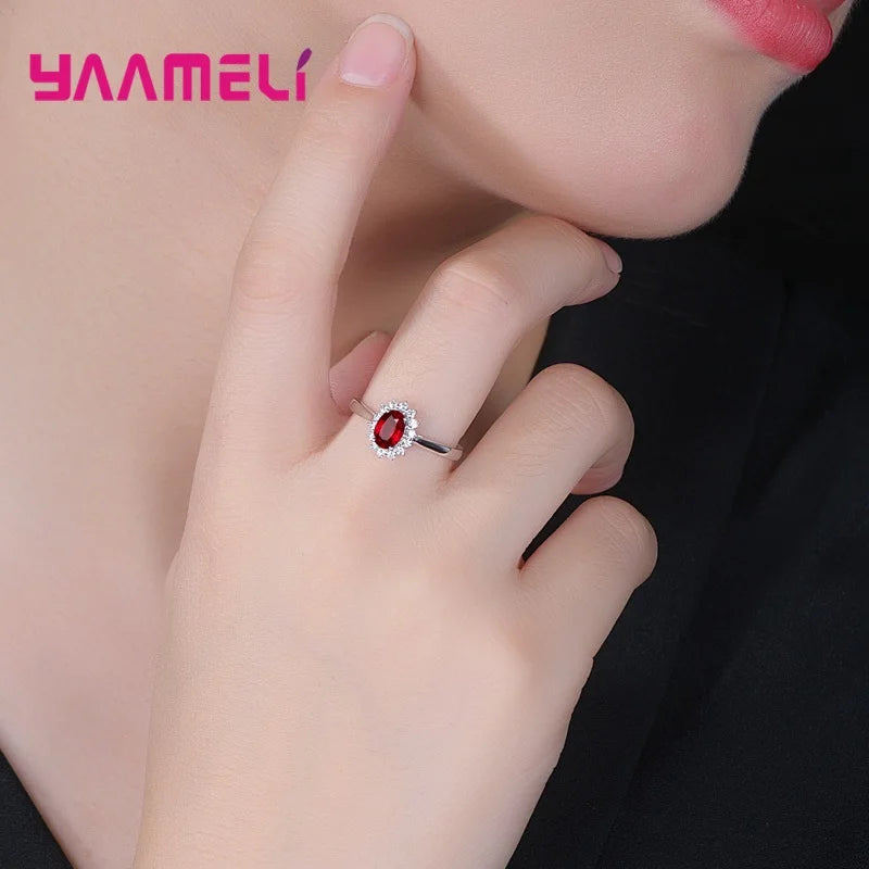Classic Oval Cut 925 Sterling Silver Engagement Ring