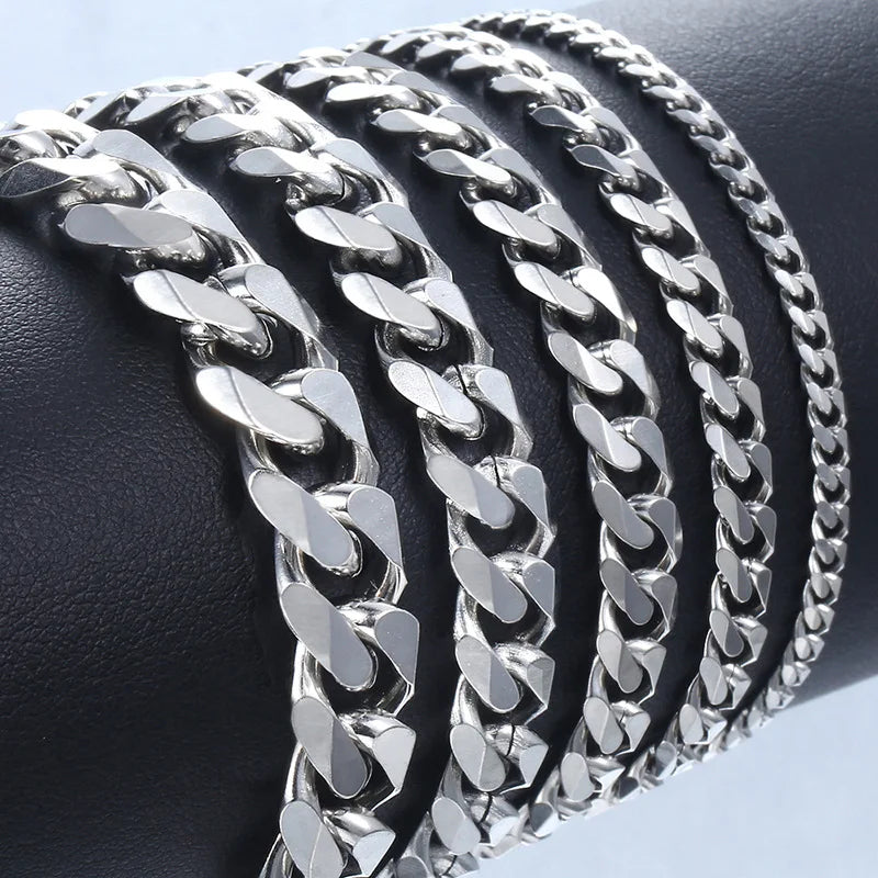 Classic Stainless Steel Cuban Link Bracelet for Men & Women