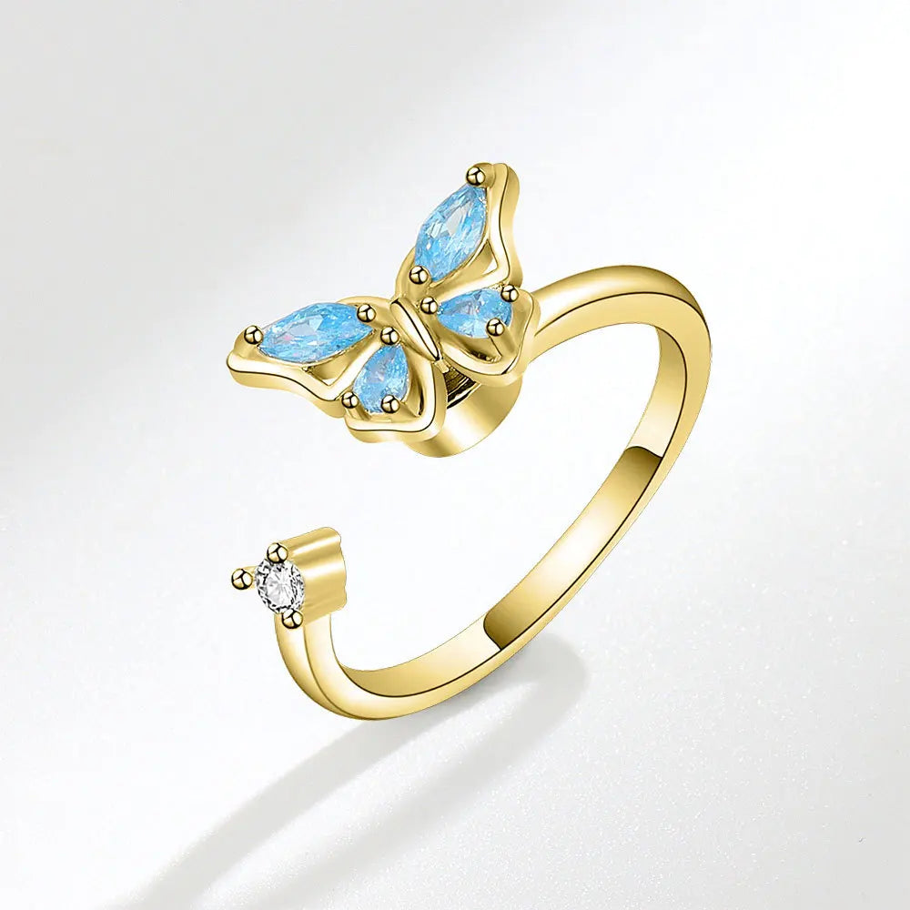 Adjustable Crystal Fidget Spinner Anxiety Ring