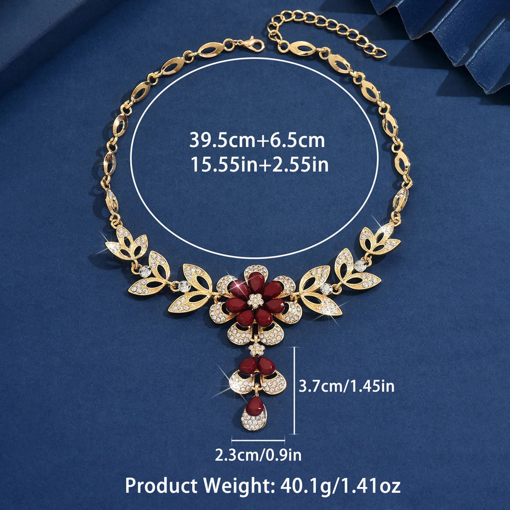 Vintage Floral Cubic Zirconia Statement Necklace