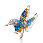 Sparkling Rhinestone Enamel Hummingbird Brooch Pin