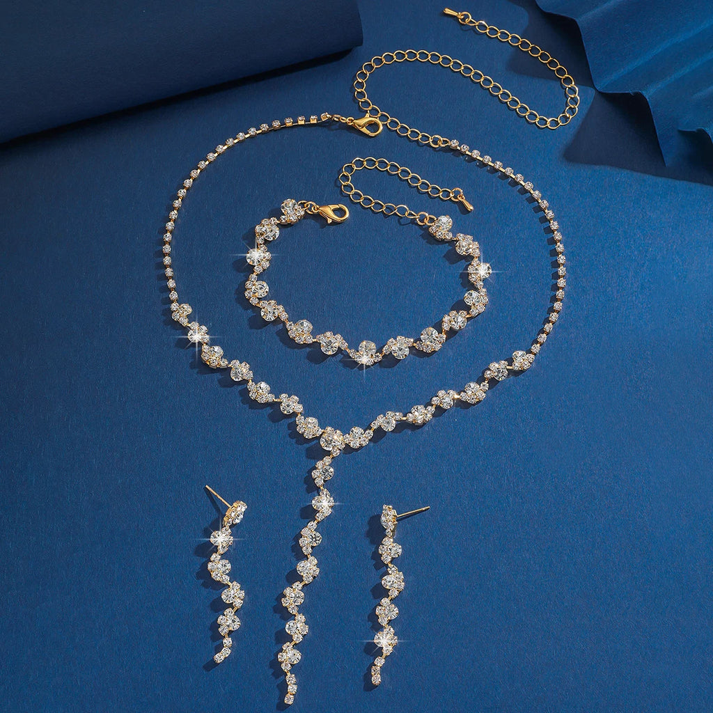 Elegant 4-Piece Geometric Floral Bridal Jewelry Set