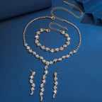 Elegant 4-Piece Geometric Floral Bridal Jewelry Set