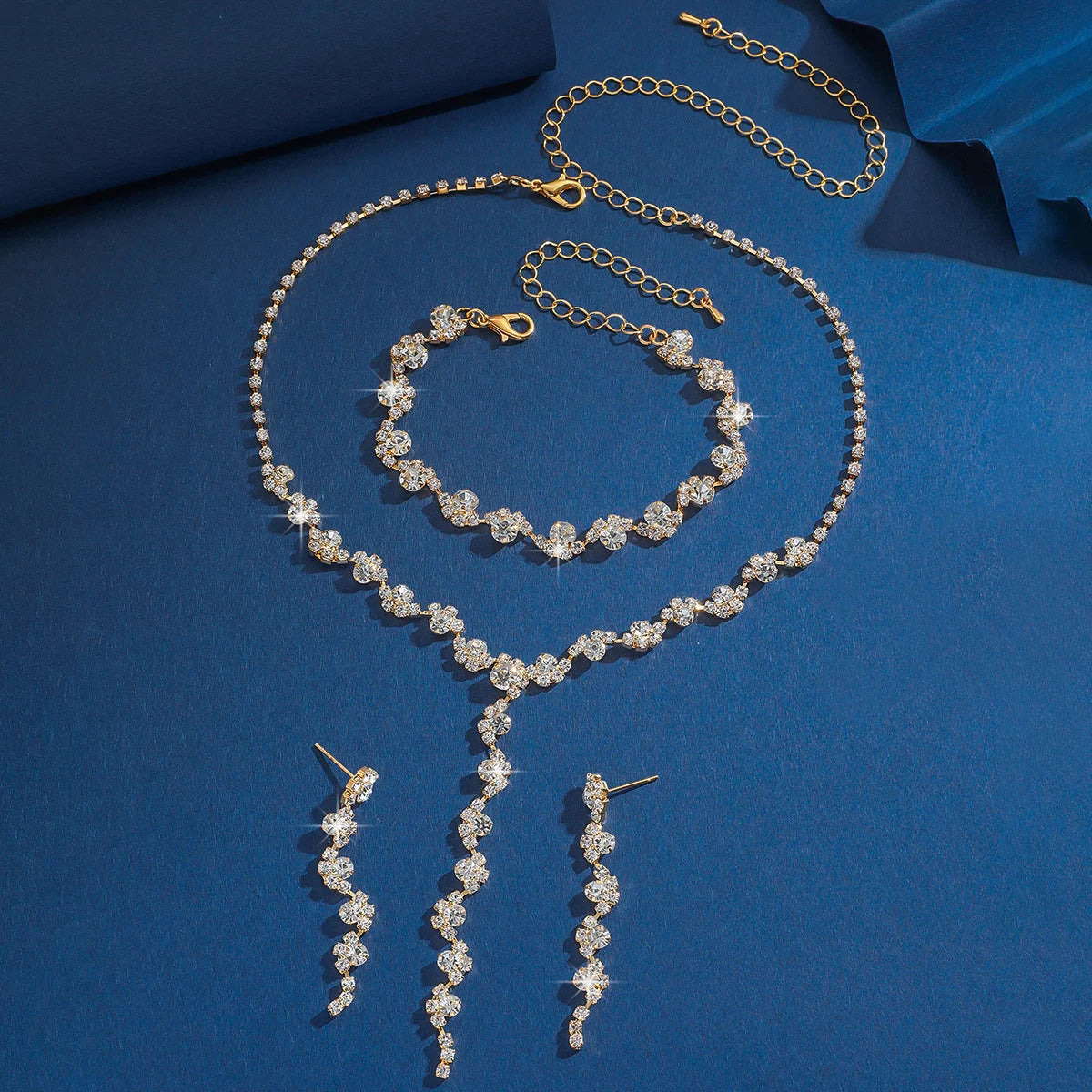 Elegant 4-Piece Geometric Floral Bridal Jewelry Set