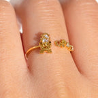 Gold Plated CZ Whimsical Adjustable Statement Ring