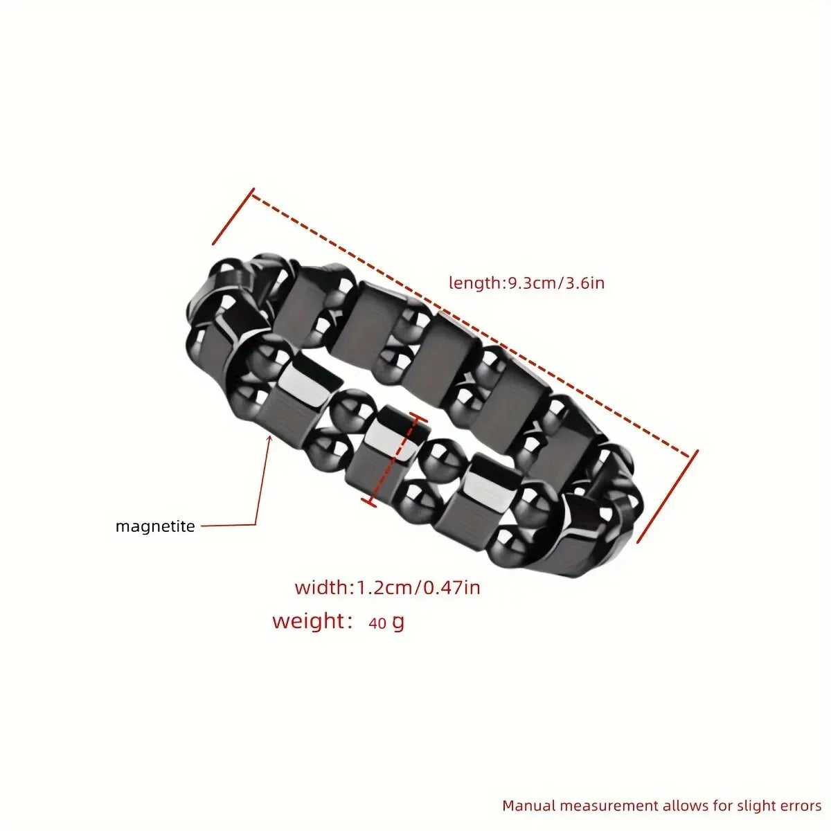 Double-Row Black Magnetic Energy Bead Bracelet