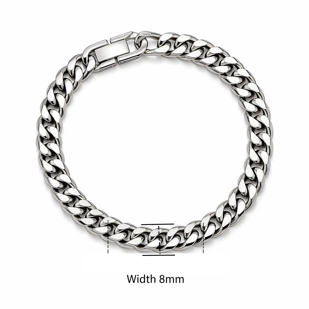 Classic Stainless Steel Cuban Link Bracelet for Men & Women