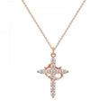 Sparkling Stainless Steel Rotatable Crown Cross Necklace