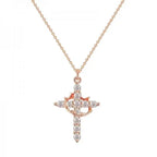 Sparkling Stainless Steel Rotatable Crown Cross Necklace