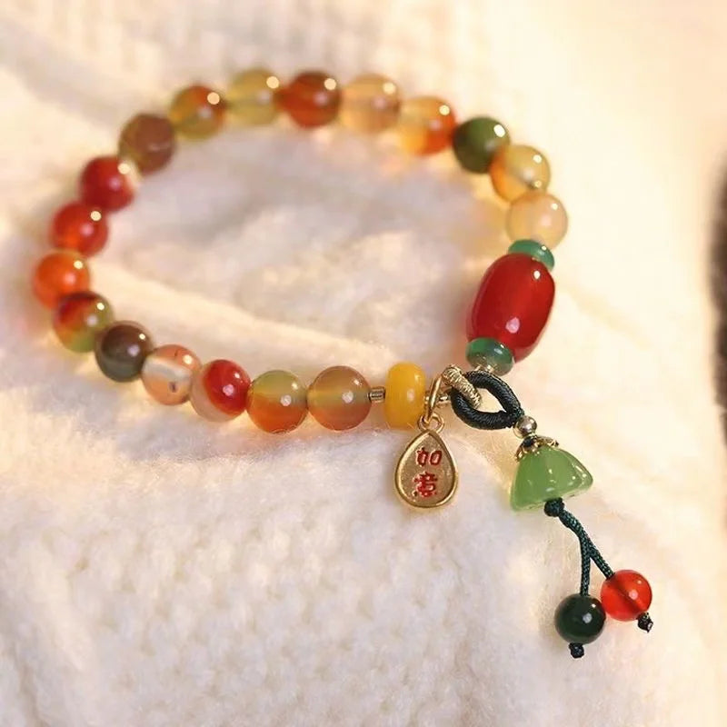 Lily of the Valley Flower Natural Stone Beaded Bracelet