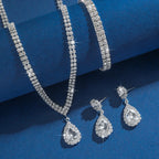 Elegant 4-Piece Teardrop Claw Chain Wedding Jewelry Set