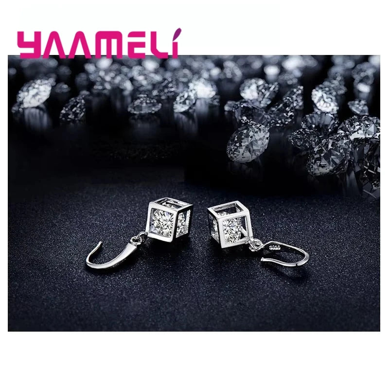 925 Sterling Silver Square Cubic Zirconia Jewelry Set
