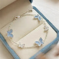 Luxury Blue Zircon Double Butterfly Jewelry Set